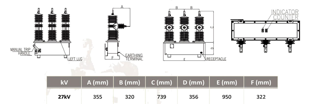 Kích thước Recloser Atelec Jwrec 38kV
