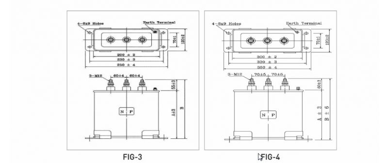Kích thước của Tụ bù dầu 415V 40kvar Nuintek