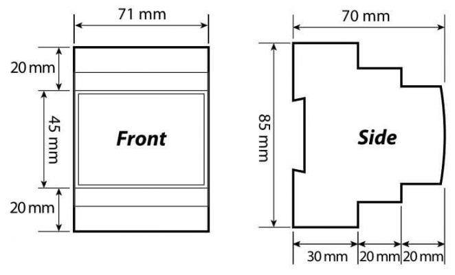 Kích thước của rơ le bảo vệ điện áp đa tính năng MX210 - 415V Mikro