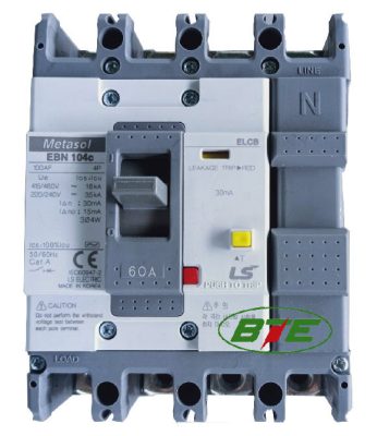 Aptomat ELCB EBN104c 4P 60A 30mA và 100/200/500mA 18kA LS