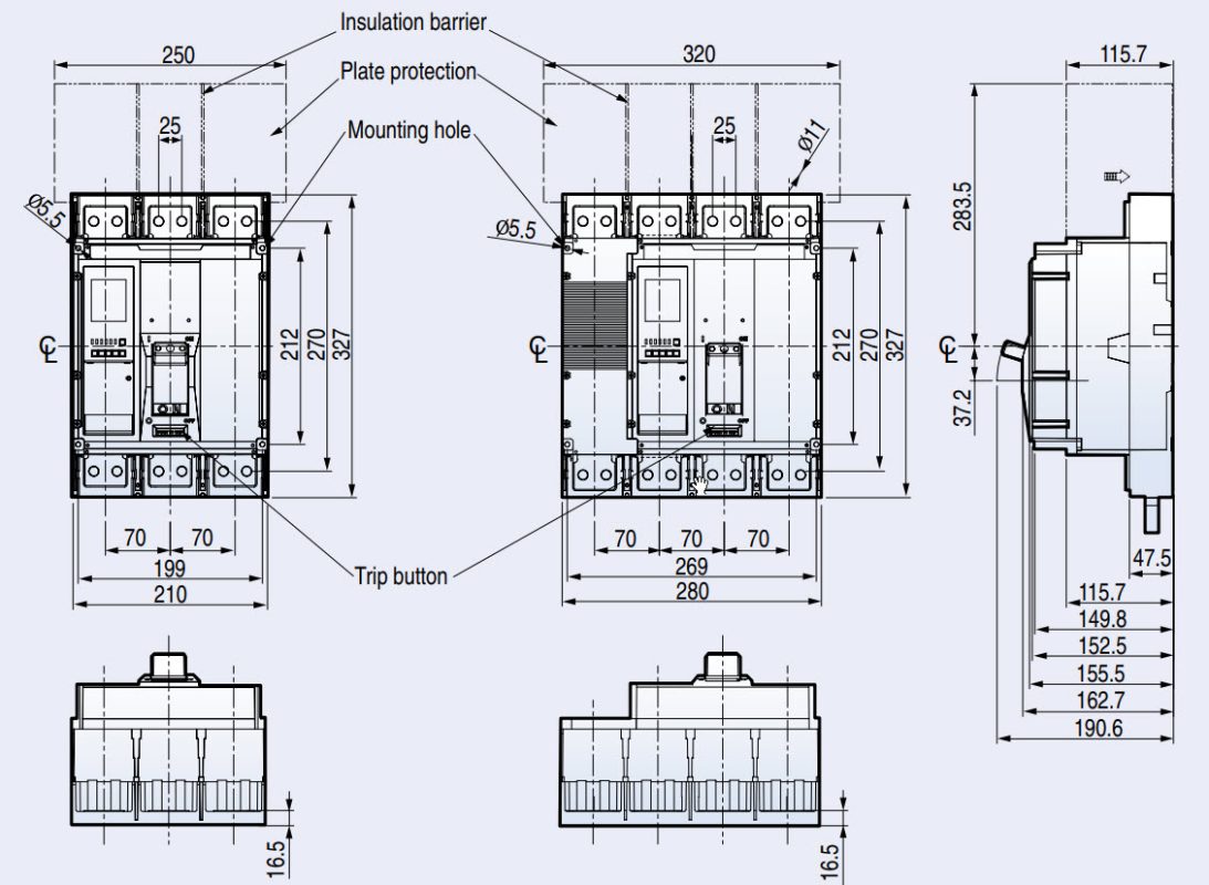 Aptomat MCCB TS1600H 3P 1600A 70kA LS Điện công nghiệp BTE