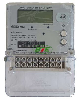 Công tơ điện tử 3 pha 1 biểu giá trực tiếp 3x5(100)A ME-43