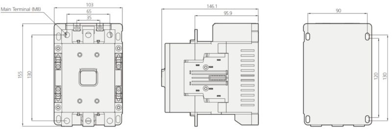 kích thước hgc130 22ns coil 220vac