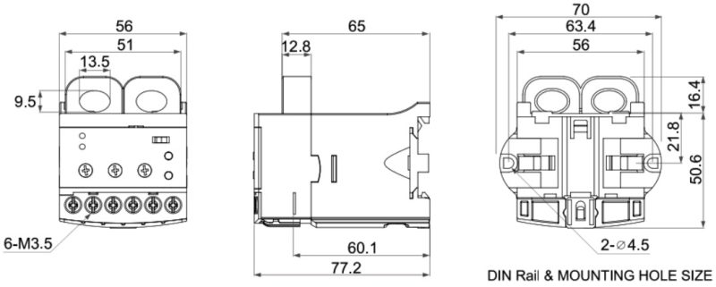 kích thước Rơ le bảo vệ động cơ EOCRAR-05S Schneider