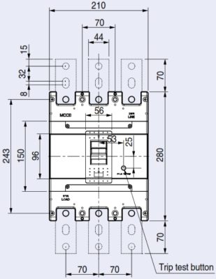 kích thước Aptomat MCCB ABS803c 3P 630A 75kA 1