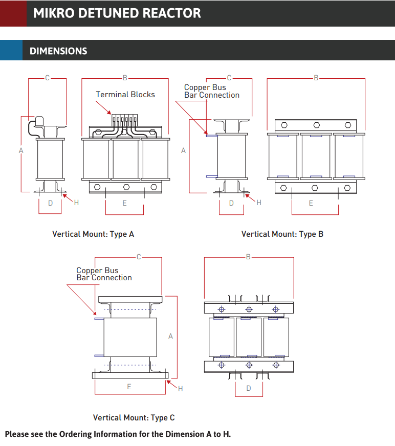 Kích thước Cuộn kháng Mikro MX07-400/44.4-440/050 7% 400V