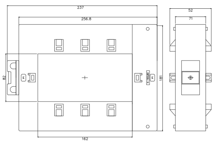 Kích thước: Biến dòng kẹp vuông CT1.0 4000/5A KDE - KDE16080SLC
