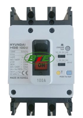 Aptomat ELCB HGE100S 3P 100A 20kA Hyundai